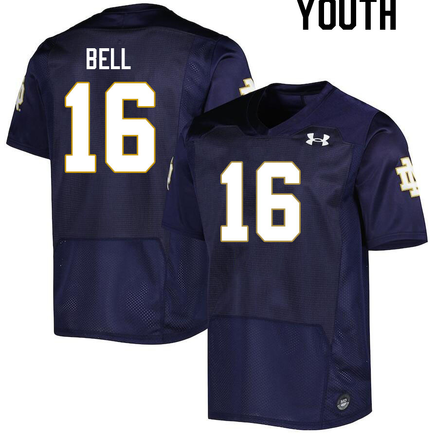 Youth #16 Micah Bell Notre Dame Fighting Irish College Football Jerseys Stitched Sale-Navy